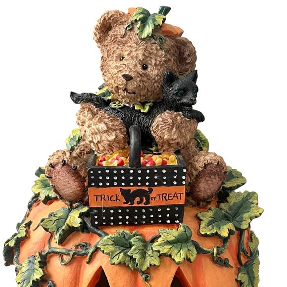 Vintage Gloria Jeans Exclusive Halloween Light Up Pumpkin Cat WORKS Fall Harvest - Picture 5 of 16